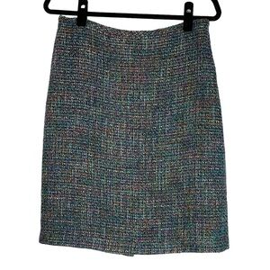 Coldwater Creek Petite Sz 8 Multicolor Tweed Lined Pencil Mini Skirt